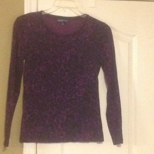 Jones New York Signature Tee Top, Purple Leopard